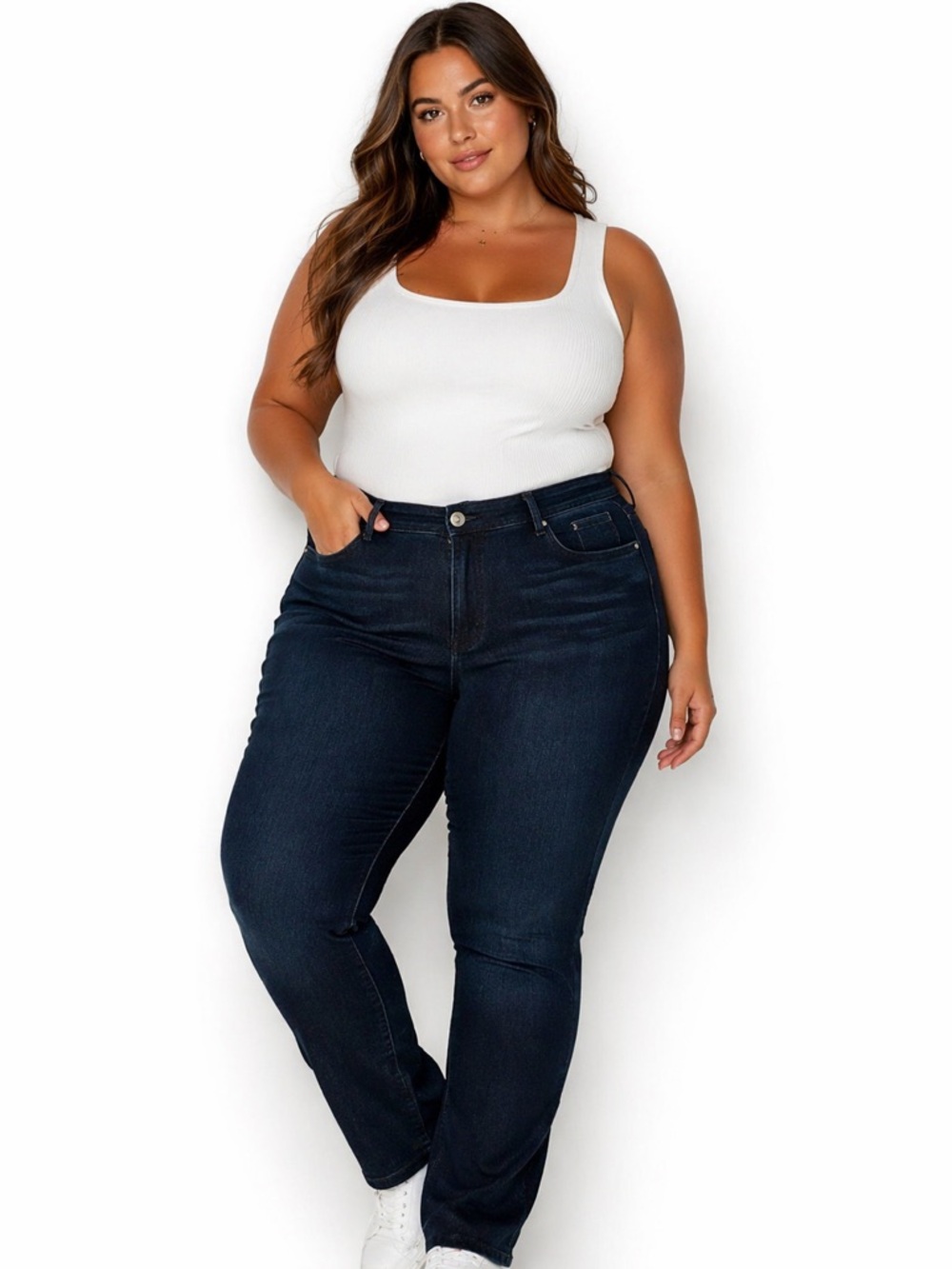 Style & Co Denim Slim Leg Jeans Dark Wash Size 20W NWT Stretch High Rise